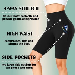 4 Pack Biker Shorts for Women – 8″ High Waist Tummy Control Workout Yoga Runn…