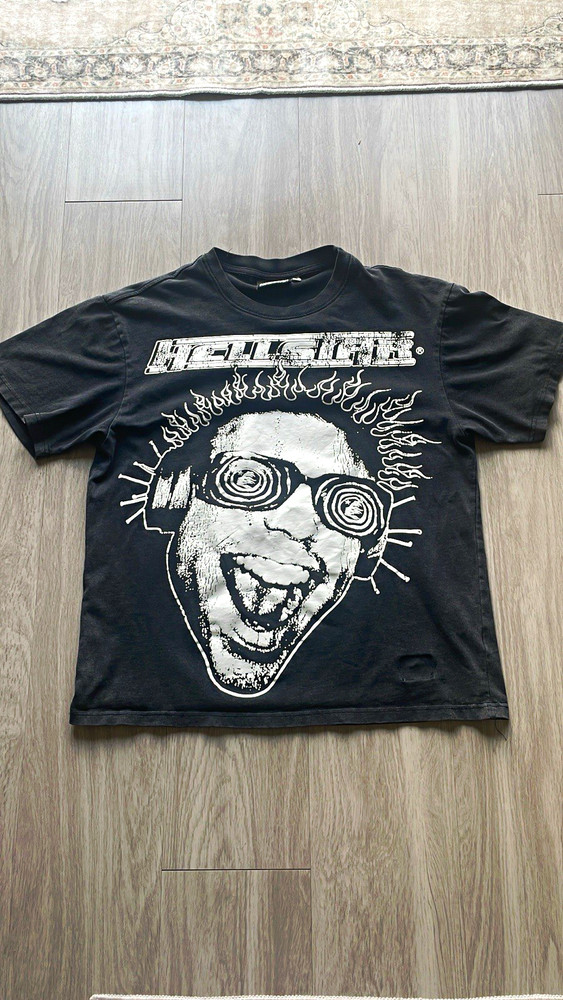 HELLSTAR Heaven Sounds Black Skull Graphic Crew Neck T-Shirt M Cotton Jersey