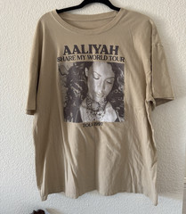 Aaliyah Share My World Tour 1997 Double-Sided Beige Graphic T-Shirt XL