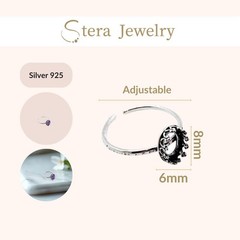 925 Sterling Silver Ring Blanks – 2 Pcs Adjustable 6 to 8 Ring Base with 6x8m…