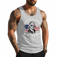 Stay Strapped or get clapped, George Washington,4th of July Tank Top