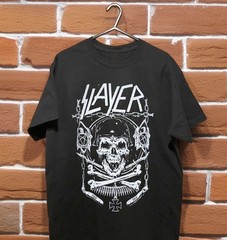 Hot! Slayer Skull & Bones Unisex Black Cotton T-Shirt