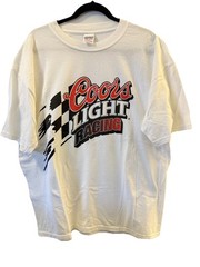 Vintage Coors Light Racing Logo T-Shirt Size XL NASCAR Stock Car Beer Promo Flag