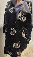 Niepce Streetwear Japanese Navy Blue Kimono Graphic Short Sleeves Shirt Large