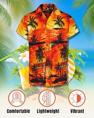Men Hawaiian Shirt Casual Short Sleeve Button Down Tee Beach Holiday Party