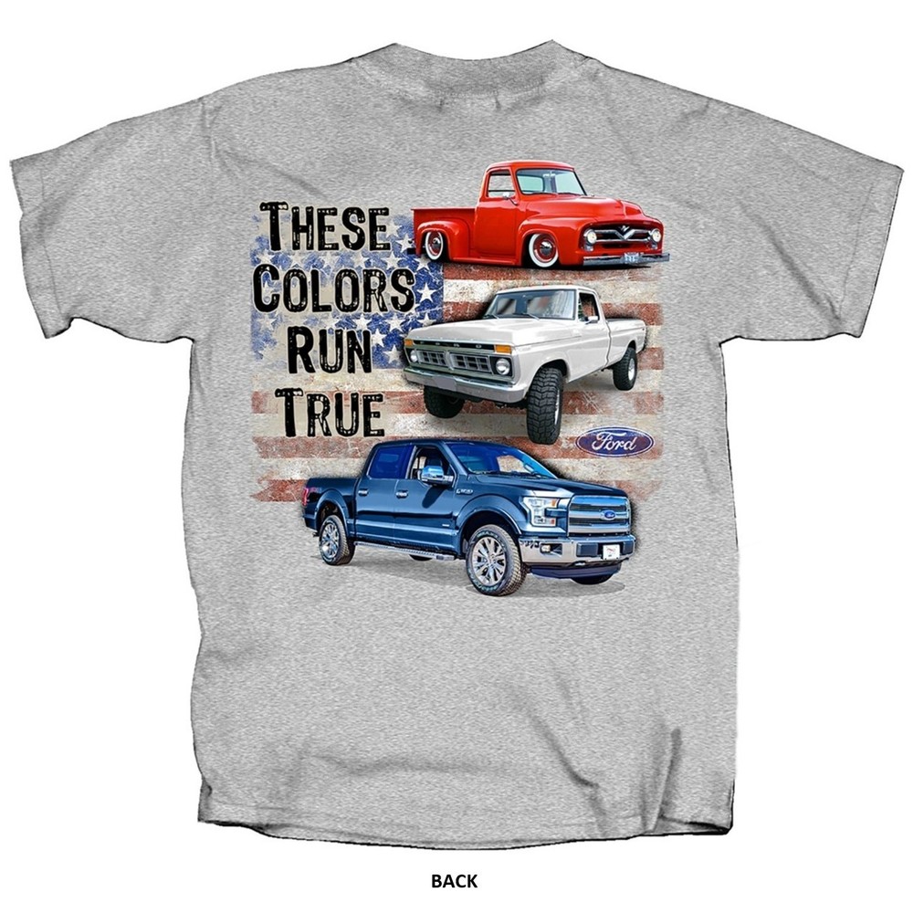 Joe Blow T’s Ford Trucks 100th Anniversary Men’s Gray T-Shirt F100 F150 Flag