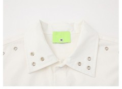 Studded Collar Graphic Polo Shirt Men Y2K Streetwear Oversized Cotton M-2XL