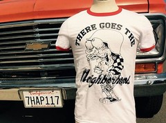 THERE GOES THE NEIGHBORHOOD RINGER T SHIRT biker punk metal patch jacket badge