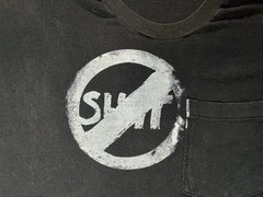 Vintage 80s Selvedge Chest Pocket Tee Shirt Mens Medium Black Thrashed Graphic