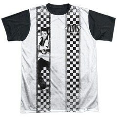 Elvis Presley Checkered Bowling Shirt Adult Costume T Shirt (Black Back), S-3XL
