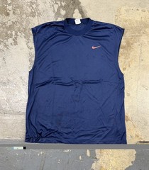Vintage Nike navy blue sleeveless shirt with orange swoosh Size XL