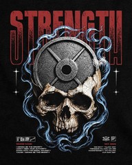 Men’s Vintage Washed Graphic T-Shirt Skull Gym Weight Plate Print Streetwear Tee