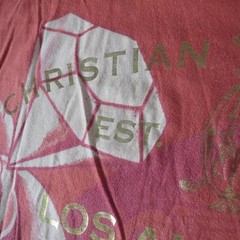 Christian Audigier XL Dragon Shirt Vintage Gold Foil Ink Red White Vintage LA