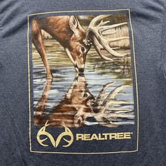 Realtree T-Shirt Mens Large L Gray Deer River Creek Hunting Outdoors Southern