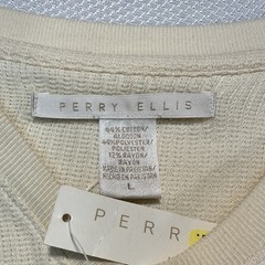 NEW Perry Ellis Portfolio Mens Crew Neck Thermal Long Sleeve Shirt Large Cream
