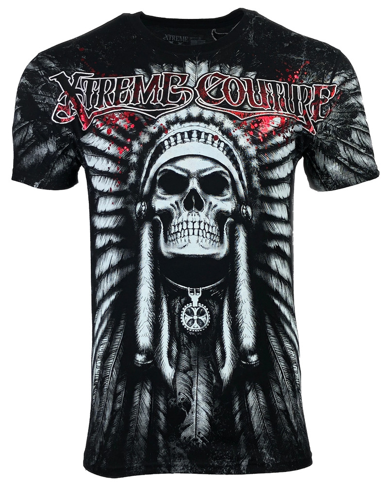 XTREME COUTURE by AFFLICTION Men’s T-Shirt PALA Skull Black Tattoo S-5XL