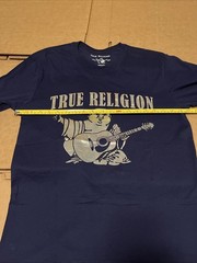 True Religion Metallic Silver Buddha Short sleeve Graphic T-shirt Men’s Med Blue