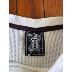 Southpole Mens XL White Long Sleeve Waffle Knit Thermal Graphic Shirt Y2K