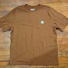 Carhartt Men’s L T-Shirt Brown Short Sleeve Crew Neck Loose Fit Pocket K87-M