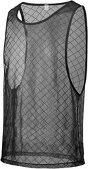 Zonbailon Mens Tank Round Neck Micro Fishnet Sleeveless See Through Undershirt