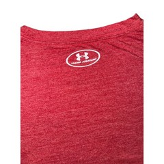 Under Armour Mens XL Loose Fit Short Sleeve T-Shirt Heather Red Logo Athletic