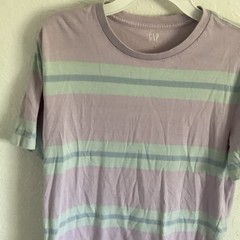 GAP women’s Purple/Green Striped Crew Neck Short Sleeve T-Shirt Sz S