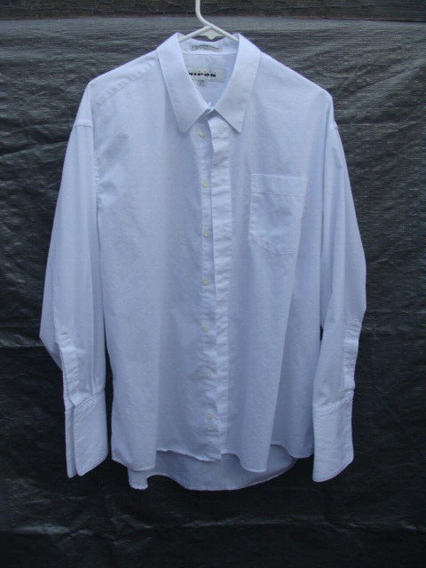 Albert Nipon Men’s White Shirt Classic Casual Cuff Style Large 17 1/2, 32-33