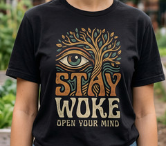 Poly-Cotton Blend Custon T-Shirt Stay Woke XS/S/M/L/XL