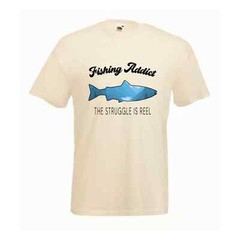 Fishing Addict The Struggle Humour Novelty T Shirt Various Colours And Sizes