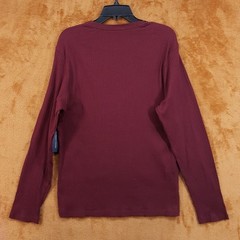 TOMMY HILFIGER Shirt Mens Large Maroon Pullover Crew Long Sleeve Ribbed Knit