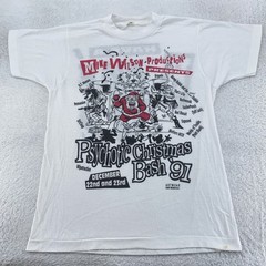 Vtg Mike Wilson Productions Psychotic Christmas Bash T-Shirt XS/S punk hardcore