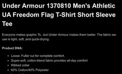 Under Armour 1370810 Men UA Freedom Flag T-Shirt Short Sleeve Tee 3XL Black NEW