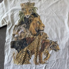 Vintage 1989 Biolchini Big Cat Men’s L T-Shirt Leopard Lion Tiger Single Stitch