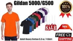 NEW Gildan Men’s Heavy Cotton Plain Crew Neck Short Sleeves T-Shirt G500/5000