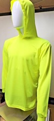 Hi Vis Long Sleeve Safety Shirt With Hoodie, Quick Dry Polyester Birdeye mesh