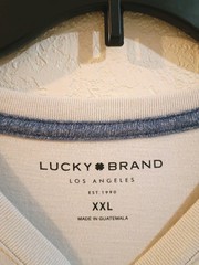 Lucky Brand Crewneck Ribbed Collar Short Sleeve Jersey Tee (Lunar Rock, XXL)