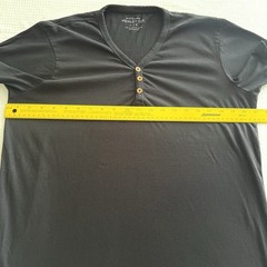 Cotton On Garments Henley Tee T Shirt Mens L Black V‑Neck Buttons Front Soft