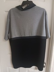 Adidas Shirt Mens XL Henley Collar Short Sleeve Gray Black Casual Lagenlook