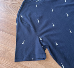 Nautica Men’s T-Shirt Size XL Navy Blue All Over Logo Print Crew Neck NEW