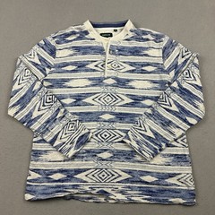 Orvis Shirt Men Large Blue Aztec Southwestern Henley Long Sleeve Pullover L