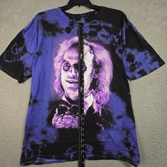 Beetlejuice Tie Dye Shirt Mens 2XL XXL Blue Distressed Classic Movie Retro NWT