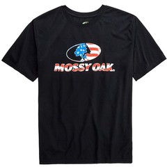 Mossy Oak Black T-Shirt Large USA Flag Theme