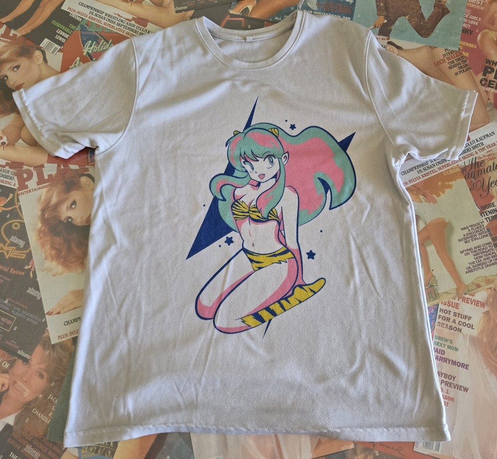 Urusei Yatsura Lum Invader Mexican Boot Shirt Large Sexy Waifu Rumiko Neon Retro