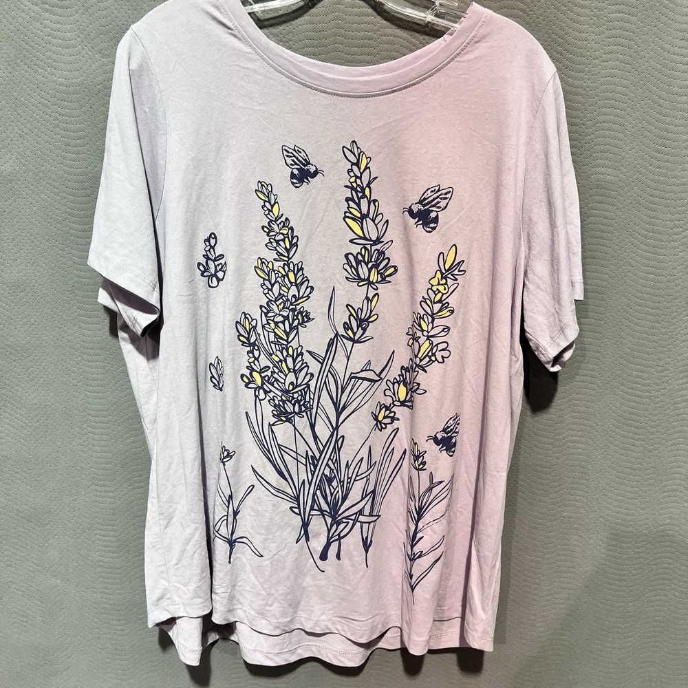 Mighty Fine Purple Flower design T-shirt Size 0X BR2026