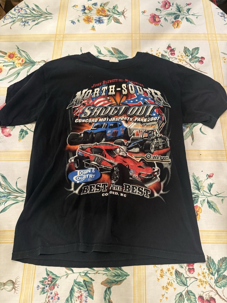 Vintage 2007 North South Shootout Racing T Shirt Men L Concord NC Anvil