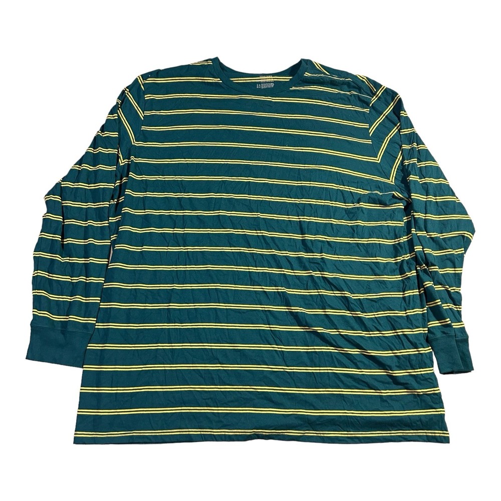 The Foundry 2XLT Long Sleeve T-Shirt Mens Big Tall Green Striped