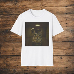 Backrooms Cat T-Shirt, Liminal Space Graphic Tee, Weirdcore Cat Apparel
