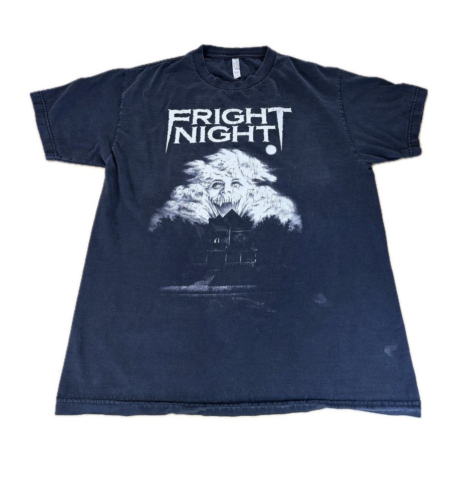 Fright Night Horror T Shirt Large Faded Black Cracked Graphic Made In Mexico