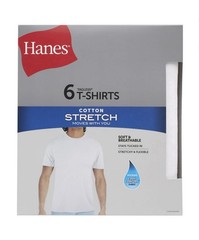 6-Pack HANES Men’s Size L Cotton Stretch T-Shirts Crewneck Undershirts – White