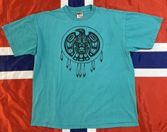 VTG Native American Pacific Northwest L Turquoise T-Shirt Dream Catcher w Eagle
